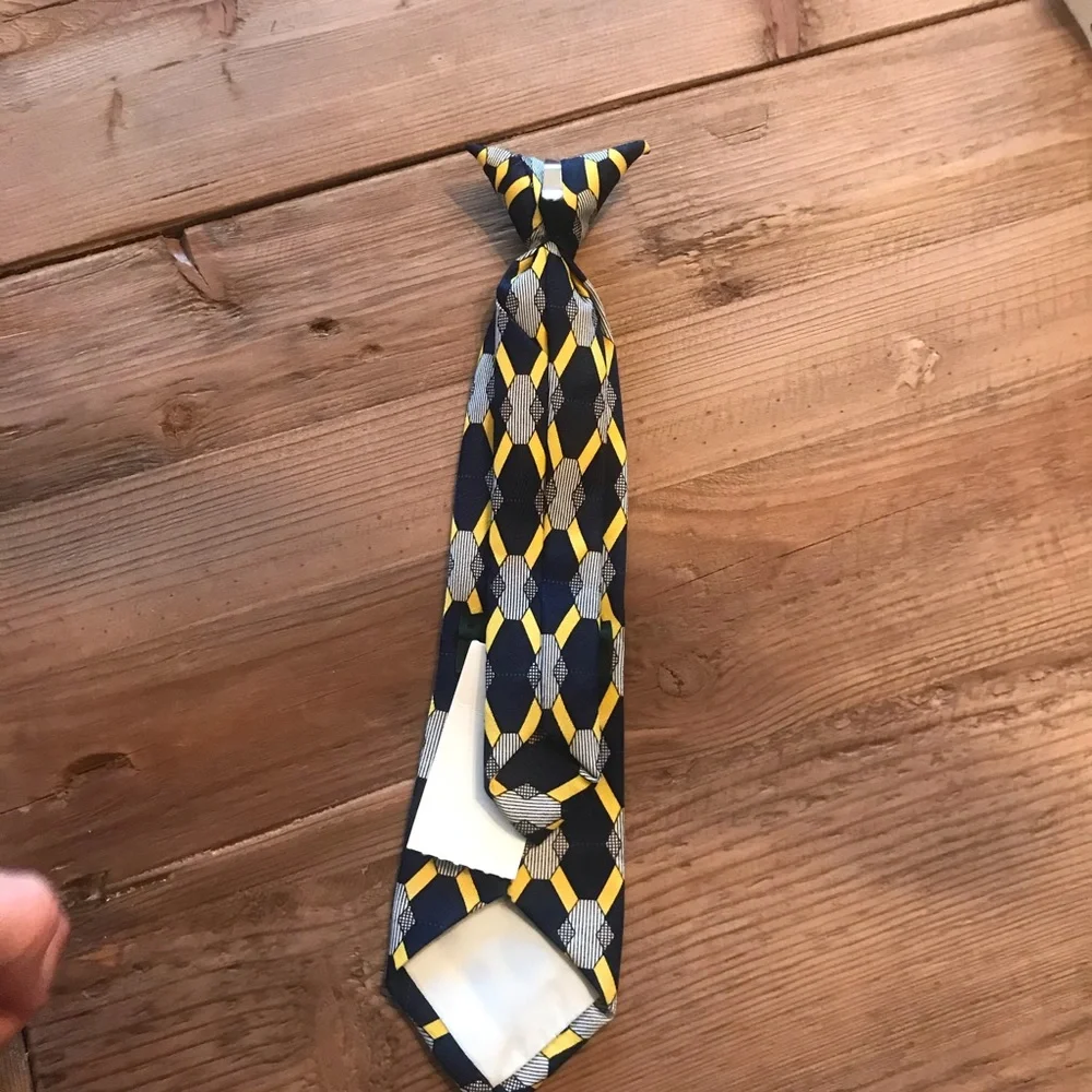 Club Room Kids 11” Clip on Tie Navy Blue/Yellow